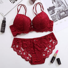 Load image into Gallery viewer, Floral Lace Push Up Bra Set