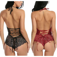 Load image into Gallery viewer, Sheer Mesh Lace Up Bodysuit