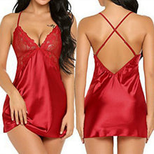 Load image into Gallery viewer, Satin Lace Lingerie Nightgown