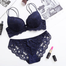 Load image into Gallery viewer, Floral Lace Push Up Bra Set