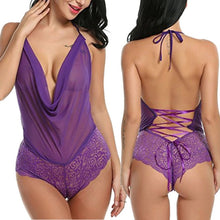 Load image into Gallery viewer, Sheer Mesh Lace Up Bodysuit
