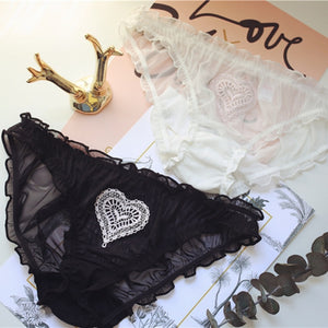 Heart Embroidery Lace Sweet Panties