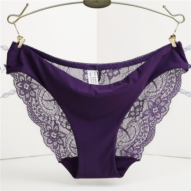 Floral Lace Plus Size Seamless Briefs