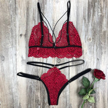 Load image into Gallery viewer, Strappy Seamless Lace Lingerie Set
