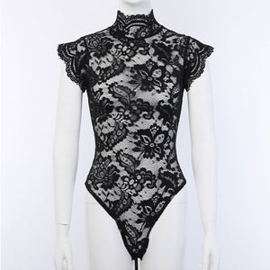 Lace Up Elegant Turtleneck Bodysuit