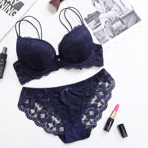 Floral Lace Push Up Bra Set