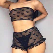 Load image into Gallery viewer, Exotic Sheer Lingerie Set With Hearts
